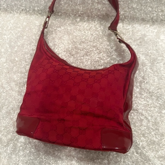 Gucci GG Shoulder Monogram Red Canvas Hobo bag Women’s - Picture 11 of 14